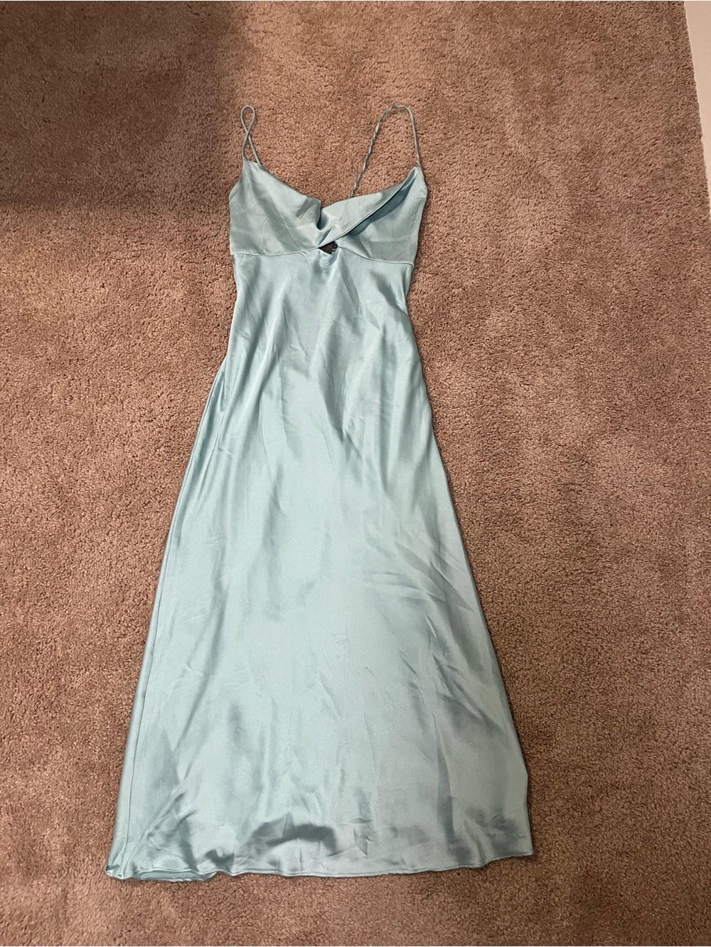 Cotton Candy Pale Blue Satin Slip Maxi Dress